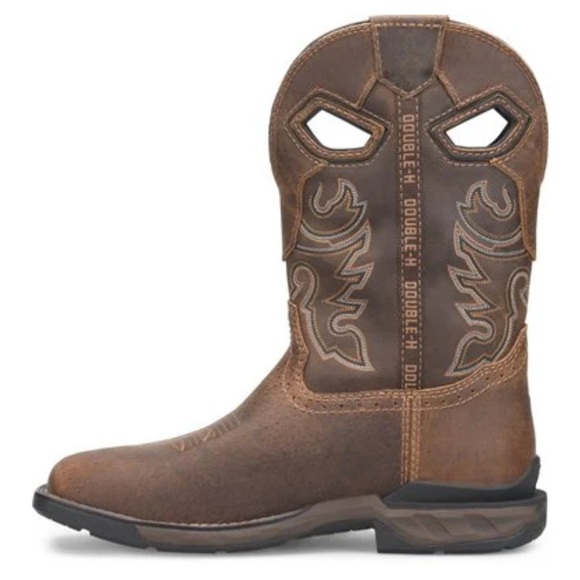 Double H Brown Cowboy Western Boots Square Toe - Picture 2 of 9